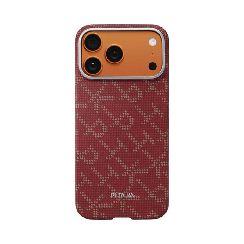 Чехол Pitaka Monogram Edge (Ultra-Slim) Case для iPhone 17 Pro Красный/Золотой (Red/Gold)