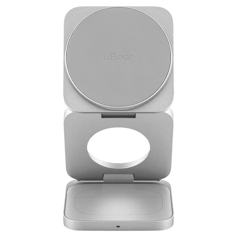 Беспроводное зарядное устройство uBear Balance Slim Qi2.2 – 3 в 1 для iPhone, Watch, AirPods Серебристый