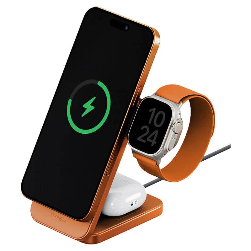 Беспроводное зарядное устройство EnergEA MagTrio 2 Qi2.2 3в1 Оранжевый