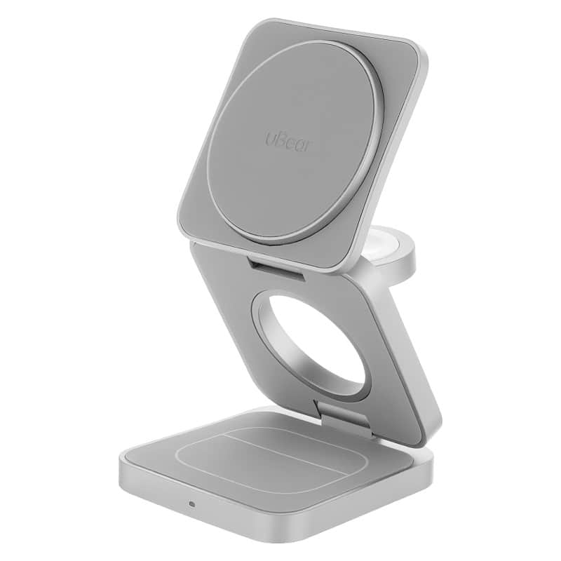Беспроводное зарядное устройство uBear Balance – 3 в 1 для iPhone, Watch, AirPods Серебристый