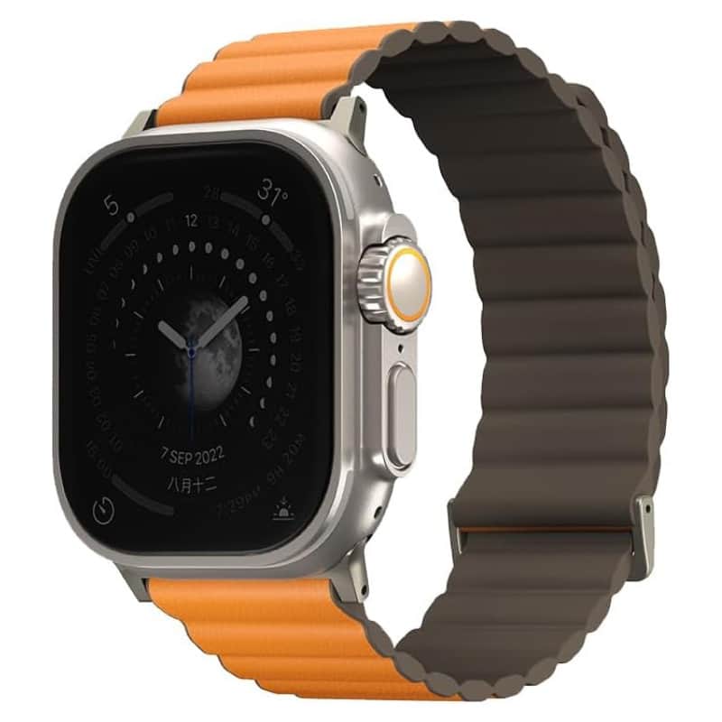 Силиконовый ремешок Uniq Revix Premium для Apple Watch 44-49 мм Апельсин/Хаки