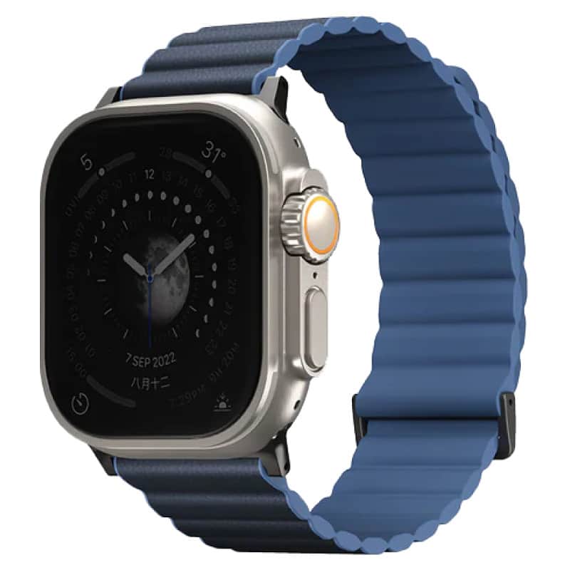 Силиконовый ремешок Uniq Revix Premium для Apple Watch 44-49 мм Прусский/Туманно синий