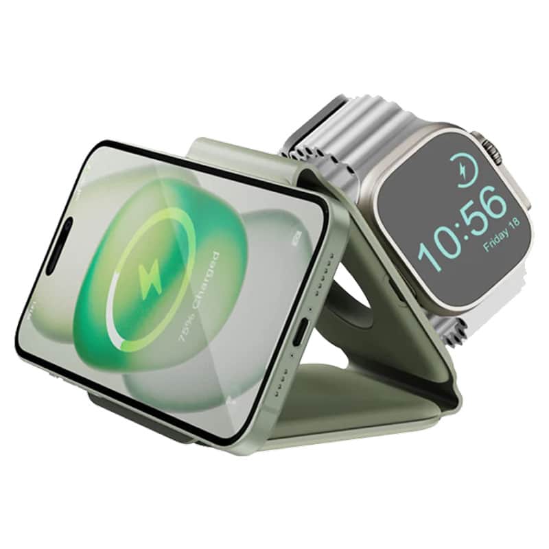 Беспроводное зарядное устройство EnergEA Bazic GoMag Trio Plus 3в1 Зеленый