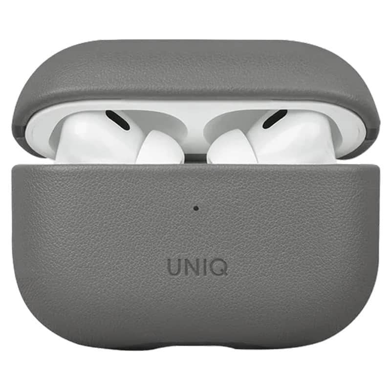 Кожаный чехол Uniq Lyden DS для AirPods Pro 2 Серый/Черный