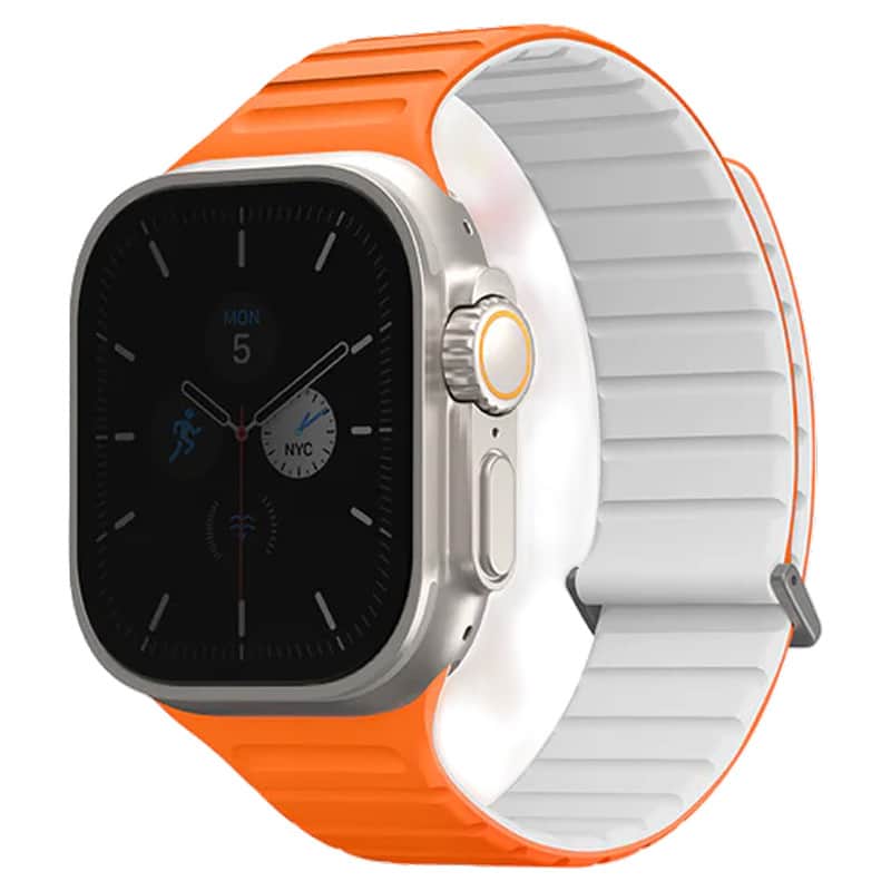 Силиконовый ремешок Uniq Revix Evo для Apple Watch 44-49 мм Оранжевый/Белый