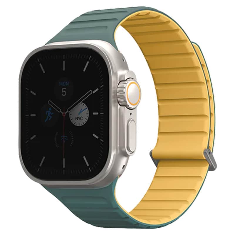 Силиконовый ремешок Uniq Revix Evo для Apple Watch 44-49 мм Зеленый/Желтый