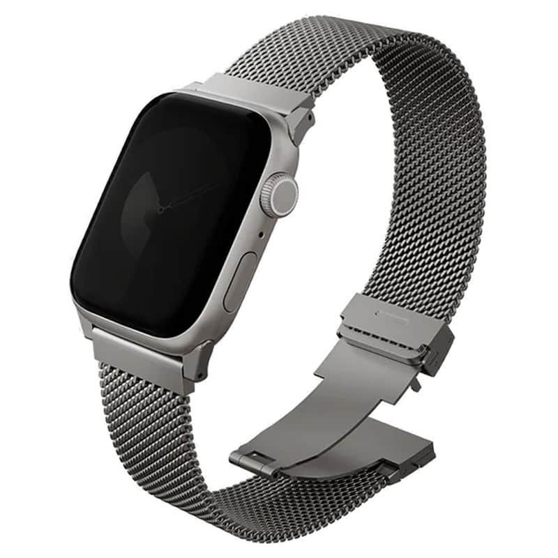 Стальной ремешок Uniq Dante Pro для Apple Watch 40-42 мм мелкое плетение Серебристый титан