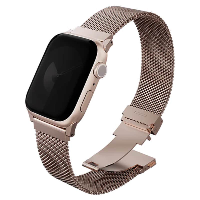 Стальной ремешок Uniq Dante Pro для Apple Watch 40-42 мм мелкое плетение Золотой
