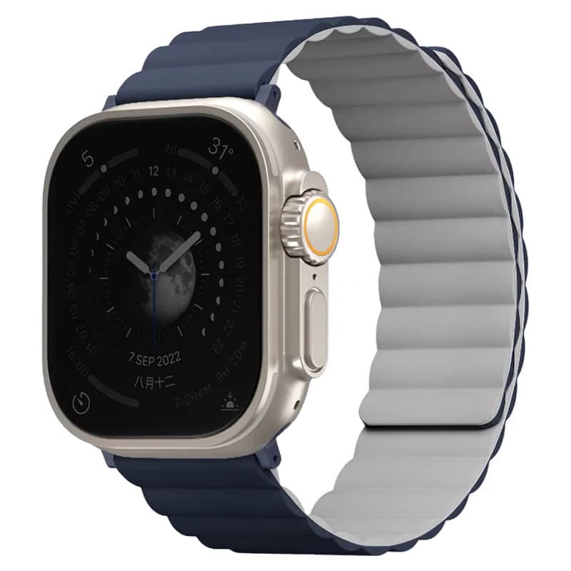 Силиконовый ремешок Uniq Revix для Apple Watch 44-49 мм Синий/Серый