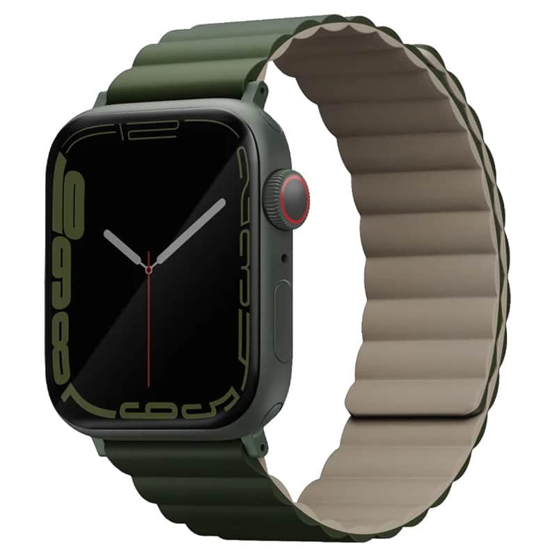 Силиконовый ремешок Uniq Revix для Apple Watch 44-49 мм Зеленый/Серо-бежевый