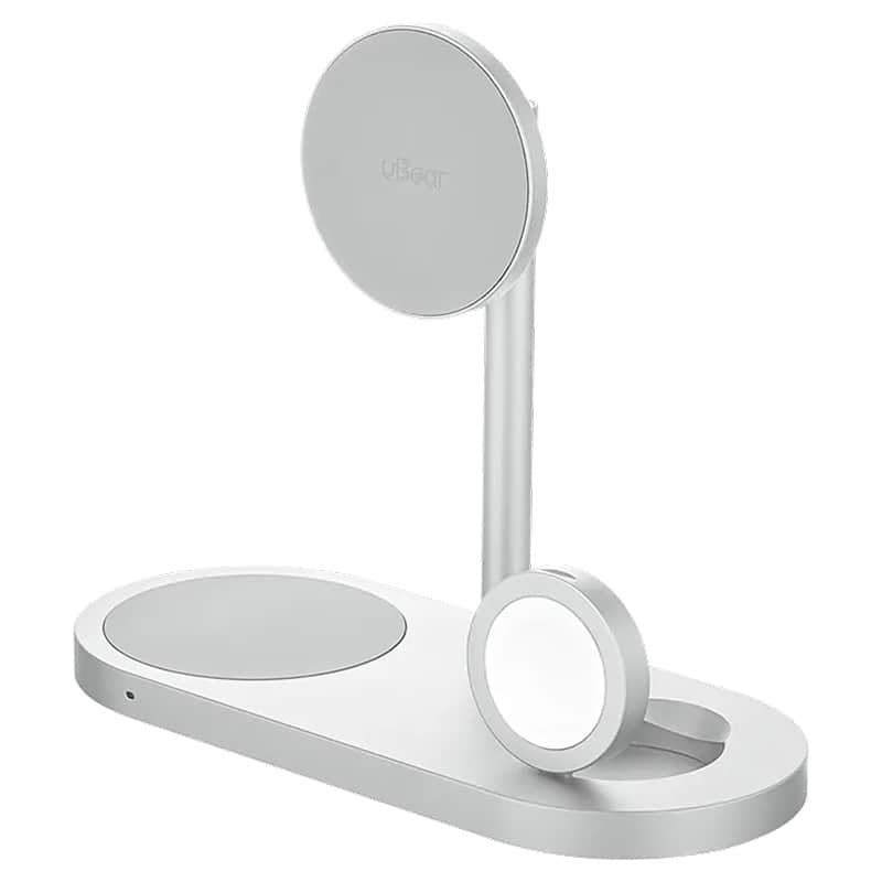 Беспроводное зарядное устройство uBear Stage Ultra Qi2 – 3 в 1 для iPhone, Watch, AirPods Серебристый