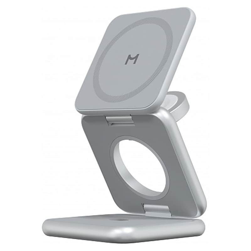 Беспроводное зарядное устройство Magssory Fold Pro Qi2 – 3 в 1 для iPhone, Watch, AirPods Серебристый