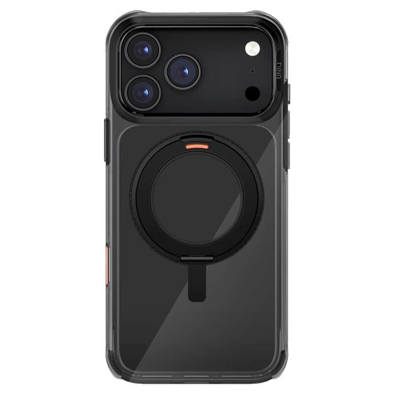 Пластиковый прозрачный чехол Uniq Hybrid Swivix c поворотным кольцом MagSafe для iPhone 17 Pro Max Черный