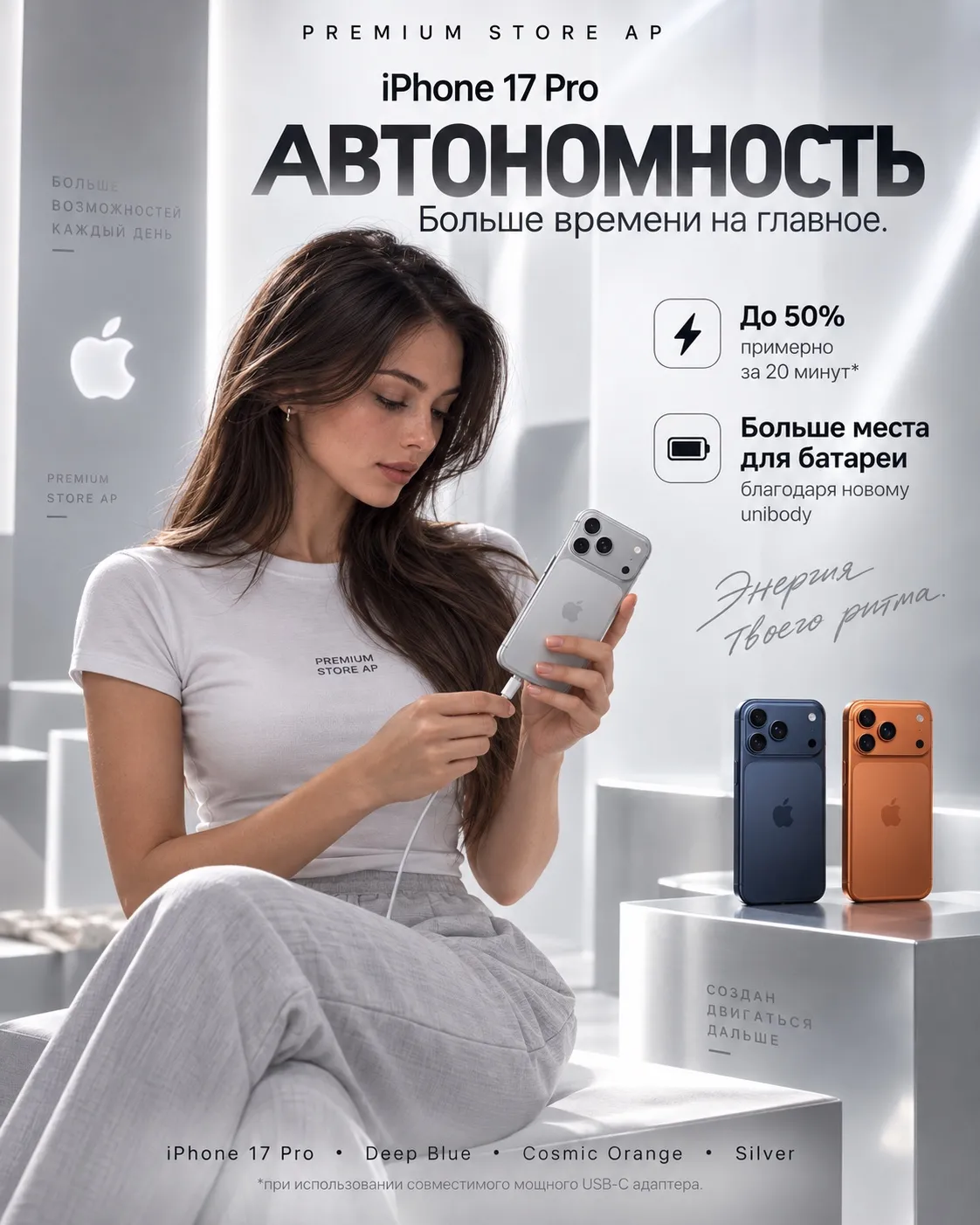 Автономность и быстрая зарядка iPhone 17 Pro